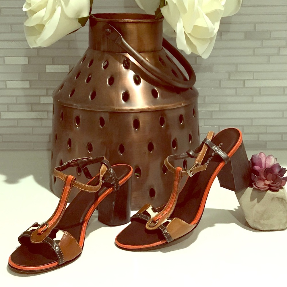 Rámon TENZA stacked heel, animal print sandals